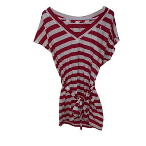 𝅺RALPH Lauren size medium pink and white T-shirt dress with belt that ties